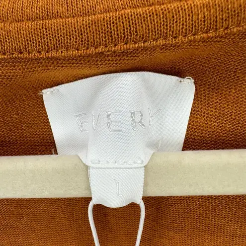 Every Linen Blend Knit Top Cinched Ruched Copper Orange Comfy Cropped Large NWT