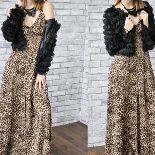 Leopard Print Maxi Dress Brown