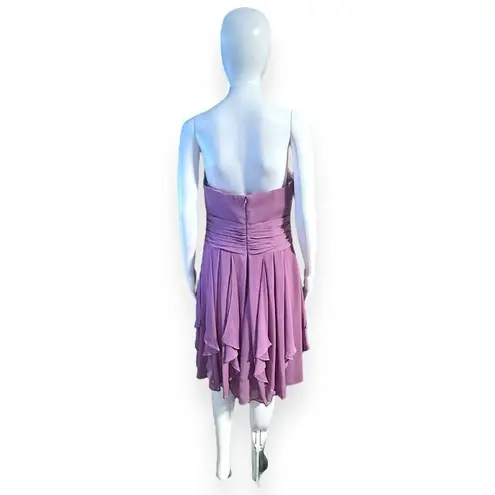 David's Bridal David’s Bridal Lavender Cascade Ruffle Strapless Cocktail Bridesmaid Dress 10