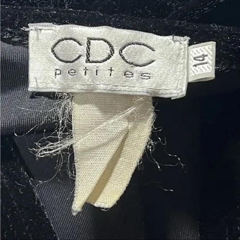 Vintage CDC Petites Women’s Velvet Blazer 14 Front Buckle 90s Glam Holiday Party Black