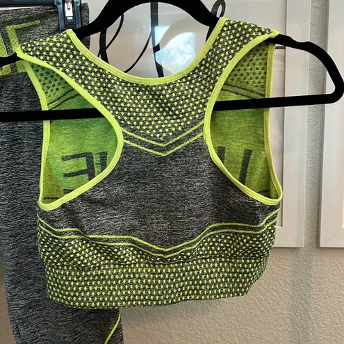 Women's NYC Brand Gray/Neon Yellow Sports Bra and Jogger Set. Fits Sizes S/M