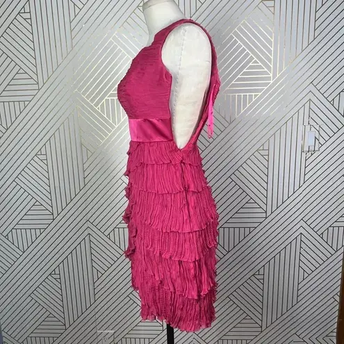 Pronovias Strawberry Pink One Shoulder Ruffle‎ Cocktail Dress Size US 2