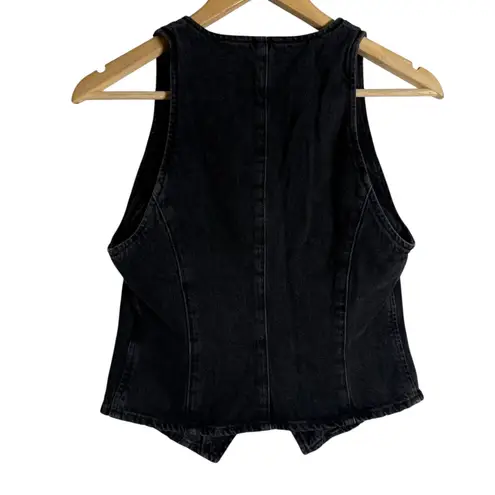 AGOLDE  Heller Sleeveless Black Denim Button Front Structured Vest Spider XS - Image 10