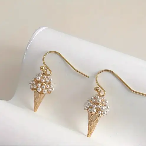 Ice Cream Cone Earrings Gold