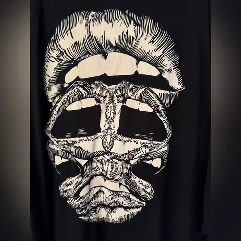 Lauren Moshi Lips & Skull Women’s Black Long Sleeve Size Small