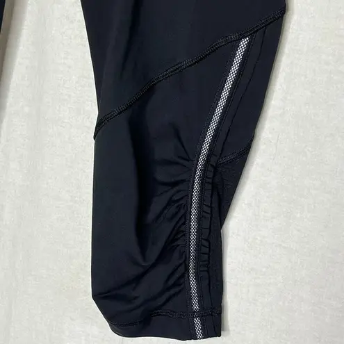 Lululemon Run For Your Life Crop Leggings Black with Chevron White Waist Size 6