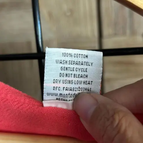 NWT Manta Del Lago Womens Short Sleeve Dress Size Medium Peach Pointed Hem Orange