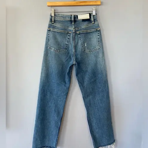 RE/DONE  Ultra High Rise Stovepipe Jean in Vintage Indigo Destroy Size 25