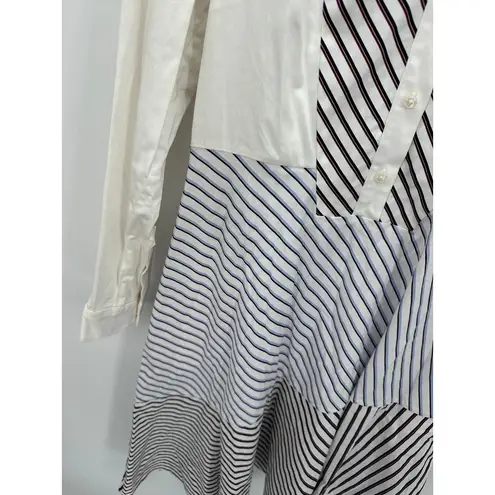Chelsea 28 Off White Blue Red Striped Long Sleeves Dress Women's Size 8 NWT