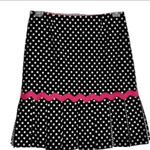Acorn Black and White Polka Dot Knife Pleated Pink Trim Skirt Size 6