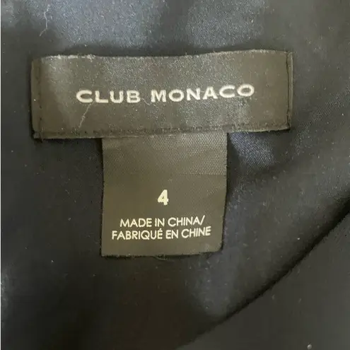 Club Monaco Jumpsuit 4 Navy Pleated Wide Leg Chic Glam Evening, Luxury Satiny