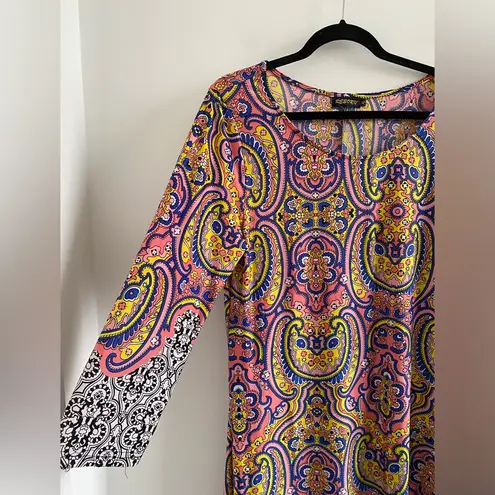 Reborn Multicolor Long Sleeve Midi Dress Size XL Pink