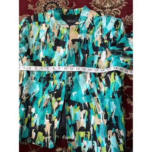 Kasper Separates Women's Blazer Jacket Abstract Print Size 10 Turquoise