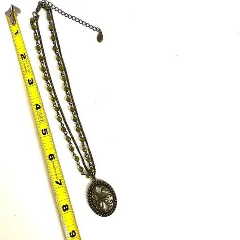 Cookie Lee Fleur De Lis Pendant Beaded Necklace