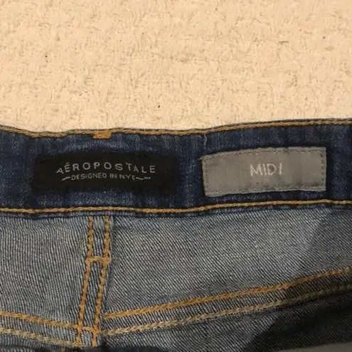 Aeropostale  Distressed Denim Midi Shorts Size 2