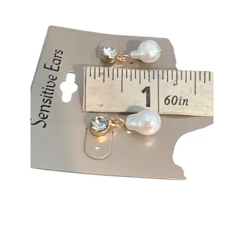 Gold Tone Hypoallergenic Earrings Crystal Stud Faux Pearl Drop Sensitive Ear NEW