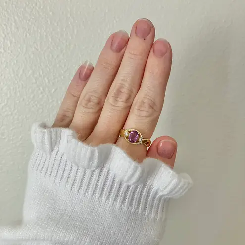 Boutique NWT Gold Amethyst Oval Cut Ring “Brigitta” Light Purple Promise Engagement Jewelry