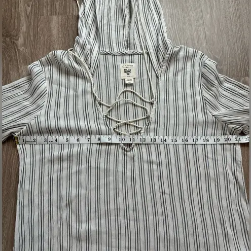 Billabong Same Story Hoodie White Stripe 100% Cotton Beach Size Medium