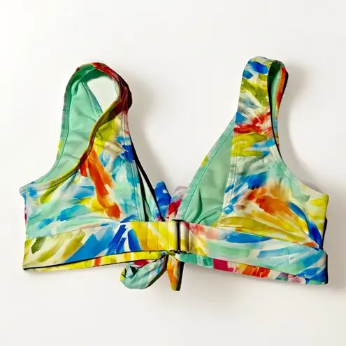 Time And Tru Bikini Top Women’s Size Large 12/14 Tie Dye Wide Strap Beach Blue