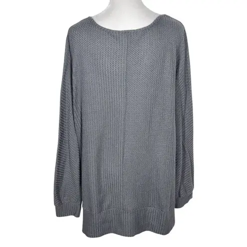 Bloomchic Surplice Gray Waffle Knit Top Size 22/24 Plus Size Thermal Knit Top