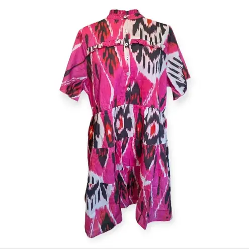 New Ro's Garden Short Dress Magenta Vibeka Cotton Vibrant Cocktail Dress White Size M