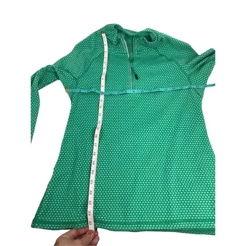 Eddie Bauer  1/4 zipper pullover green teal polka dot size large