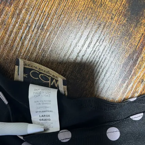 Vintage Y2K Women's Black off White Polka Dot Sleeveless Top • modest • business Size L