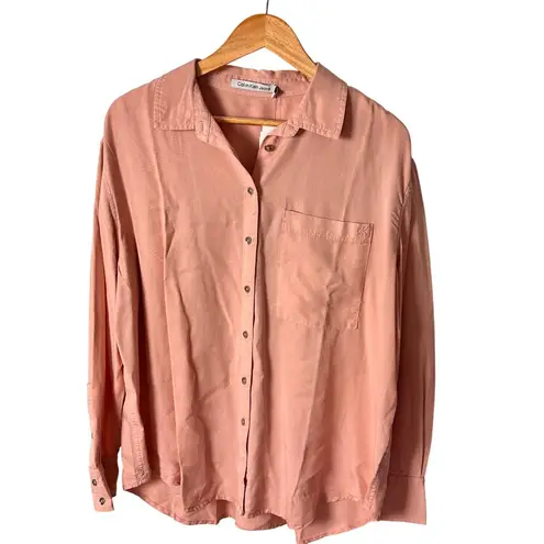 Calvin Klein Jeans Large Pink Button-Down Shirt Pocket Long Sleeves Lyocell NWT - Image 12