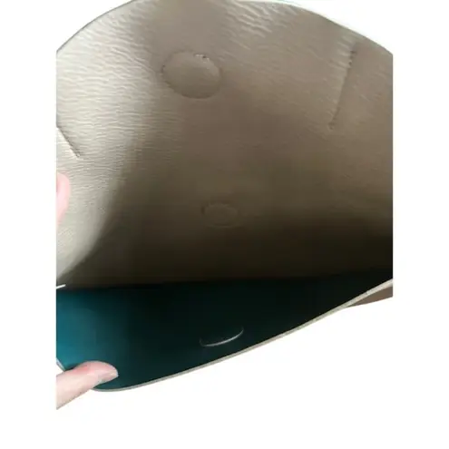 Round Taupe & Teal Vegan Leather 2