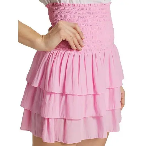 Ramy Brook Allison Tiered Ruffle Miniskirt in Pink Opal Size Small