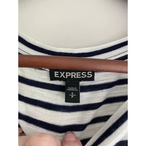 EXPRESS  Navy & White Striped High-Low Hem T-Shirt | Size Small