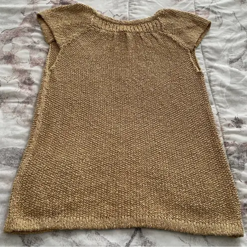 margaret o'leary Margaret O’Leary gold tan knit shirt sleeve cardigan with pockets, size L boho