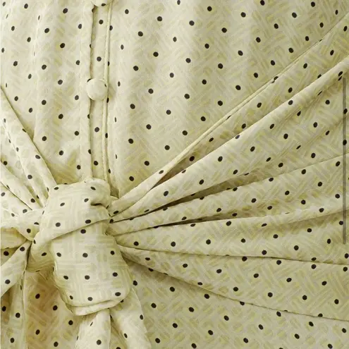 Love Whit by Whitney Port Citron Dot Tie Waist Polka Dot Maxi Dress Size Small Green