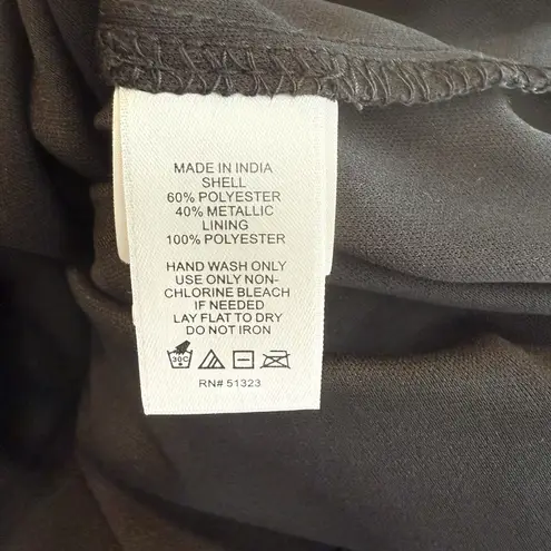 1.STATE Floral Balloon Sleeve Blouse Sz MED Black Glitter Gold Holiday Party