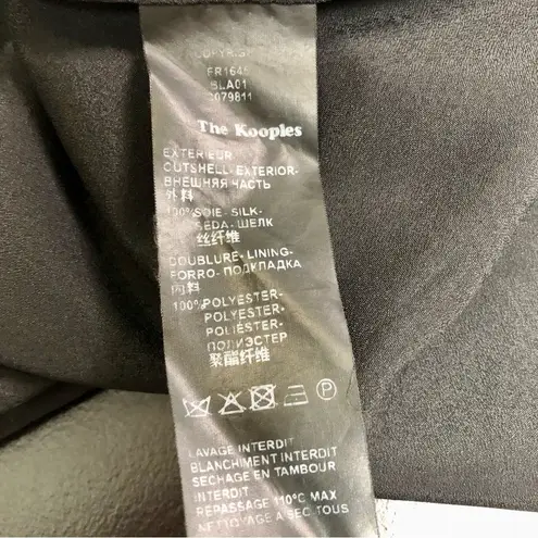 The Kooples Silk Birdy Print Cold-Shoulder Dress Black Semi-Sheer Pattern AOP L