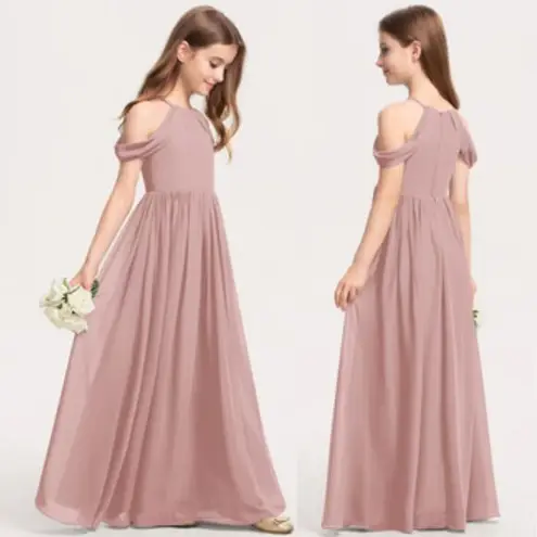 JJ's House A-line Halter Floor-Length Chiffon Junior Bridesmaid Dress Size J12