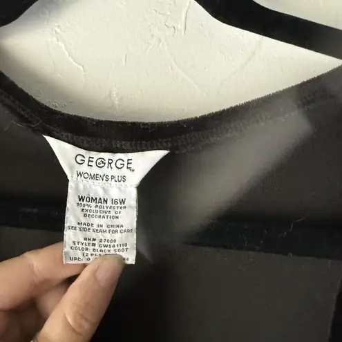 George Tank Top Vintage 90s Set Womens 16W Velvet Mesh Beaded Plus Whimsigoth Black