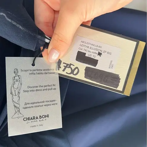 Chiara Boni NEW NWT La Petite Robe Leitha Mesh Cutout Midi Dress Navy Blue Notte