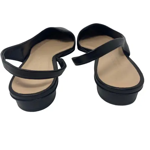 Club Monaco Sz 37 1/2 Women's Black Leather Slingback Pointed Toe Flat Shoes
