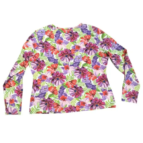 Lands End Rash Guard Floral Top Medium Petite 10