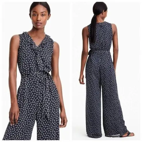 J.Crew  Point Sur Sparkle Indigo Floral Jumpsuit Sz 4