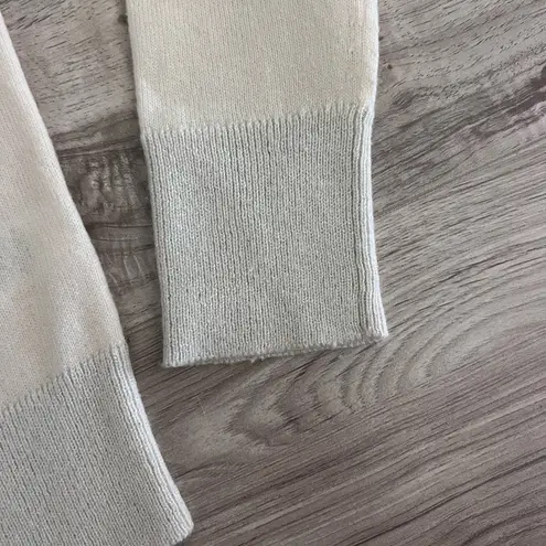 Lafayette 148 New York 100% Cashmere Crewneck Sweater Ivory + Light Grey Trim Size XS - Image 3