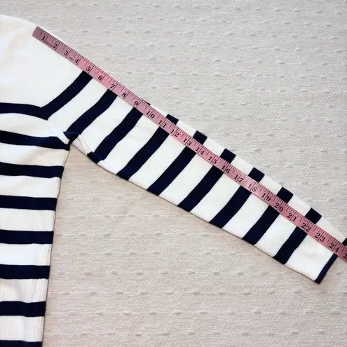 Lands' End ‎  Button Down Stripe white and blue Cardigan 100%  Cotton Size M