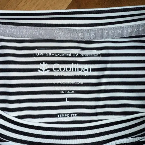 Coolibar tempo tee UPF 50+ Sun Protection Long Sleeve Striped Tempo Tee Shirt L Black Size L