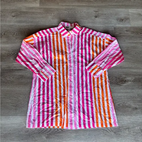 Beach Riot Revolve Alexa Striped Shirt in Pink & Orange Sunset Stripe