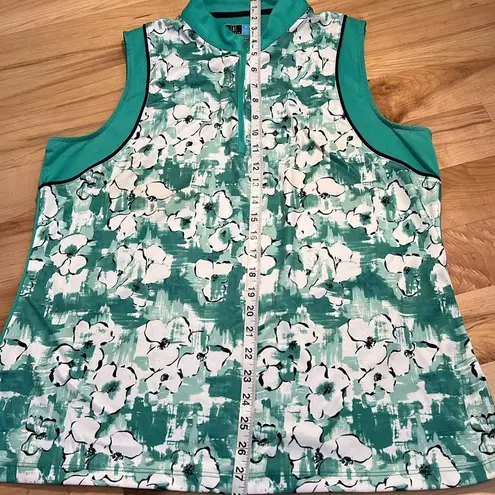 PGA Tour Women’s Green Flower 1/4 Zip Golf Sleeveless Top