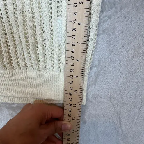 Uniqlo  XS Knit Vest‎ Sleeveless Sweater Open Stitch Cream Casual Layering