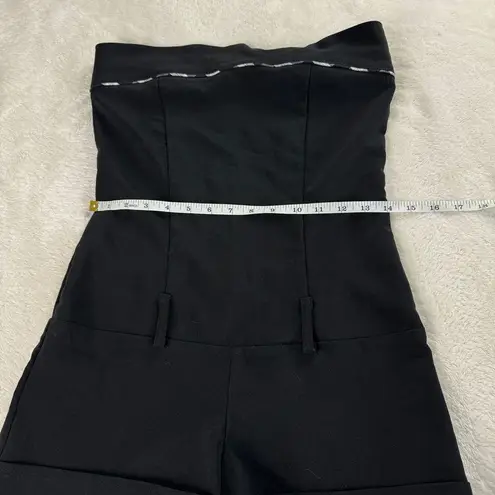 OPEN Collection Romper Womens Sz M Black Strapless Back Zipper Cuffed Minimalist Size M