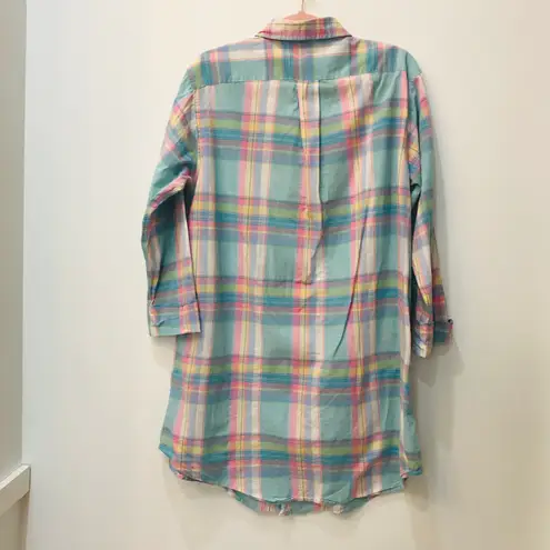 Ralph Lauren Lauren  Notch Collar Plaid Sleep Shirt sz small.