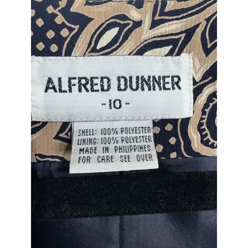 Alfred Dunner Vintage Women's Navy Beige Floral Blazer Shoulder Pads Size 10